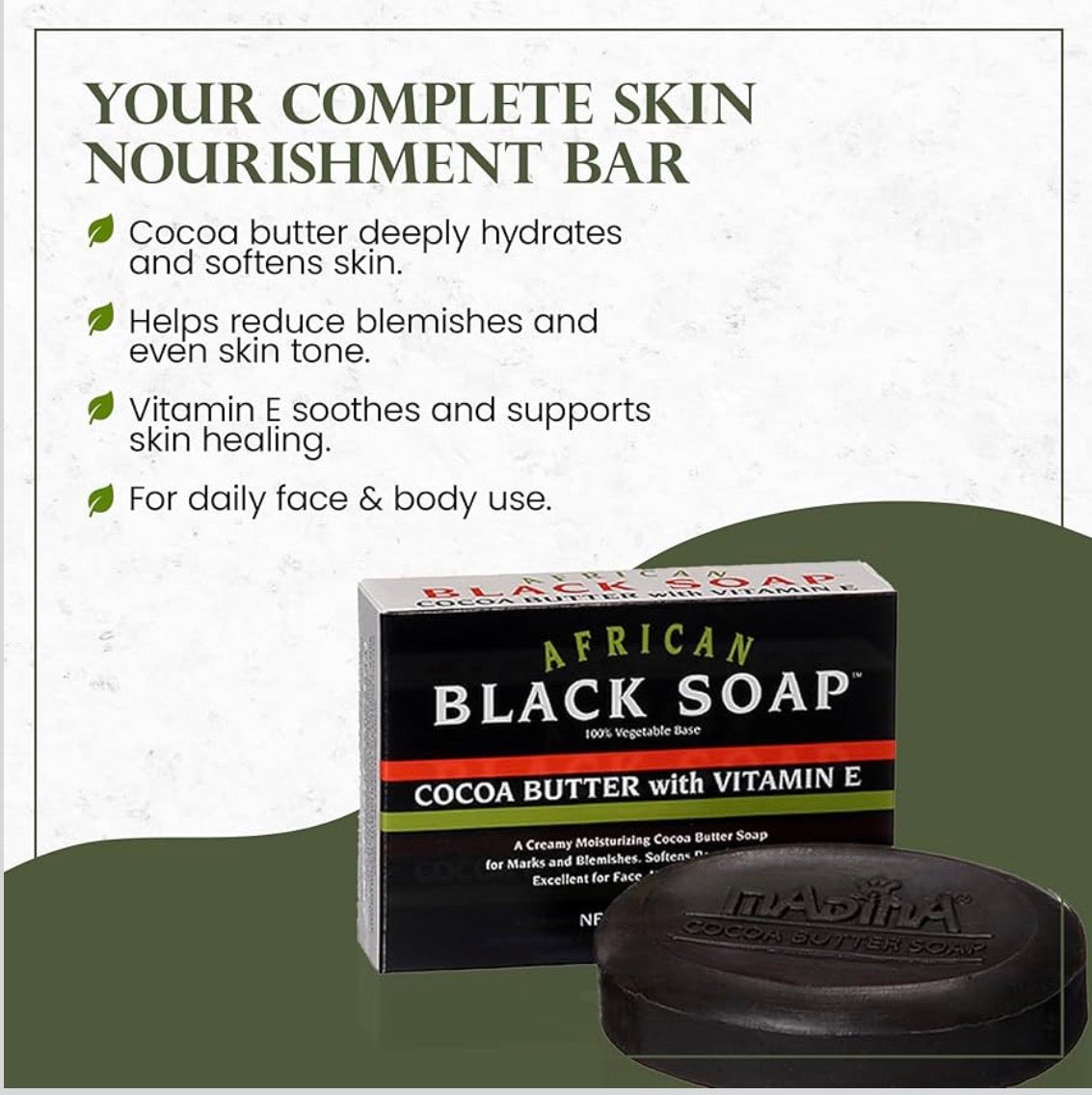African Black Soap Cocoa Butter and Vitamin E