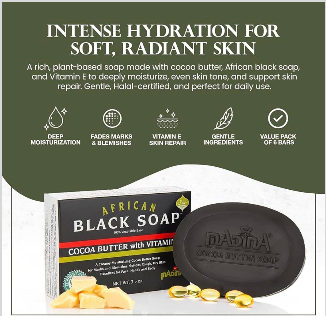 African Black Soap Cocoa Butter and Vitamin E