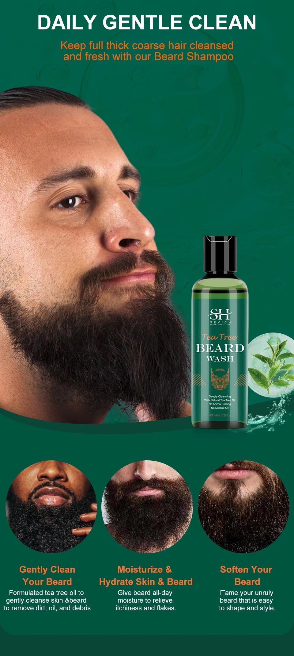 Men’s Tea Tree Beard Wash and Conditioner Set