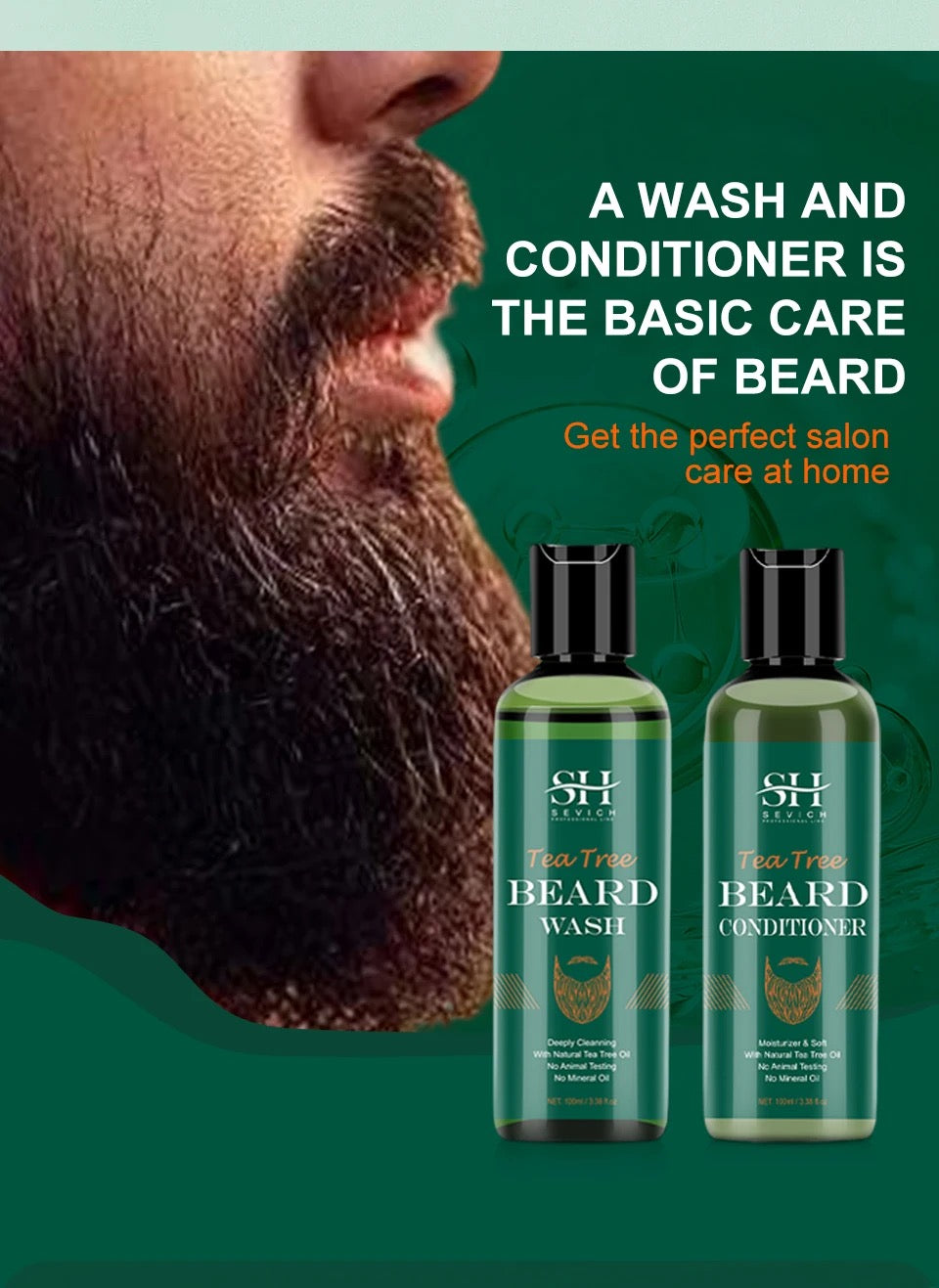 Men’s Tea Tree Beard Wash and Conditioner Set