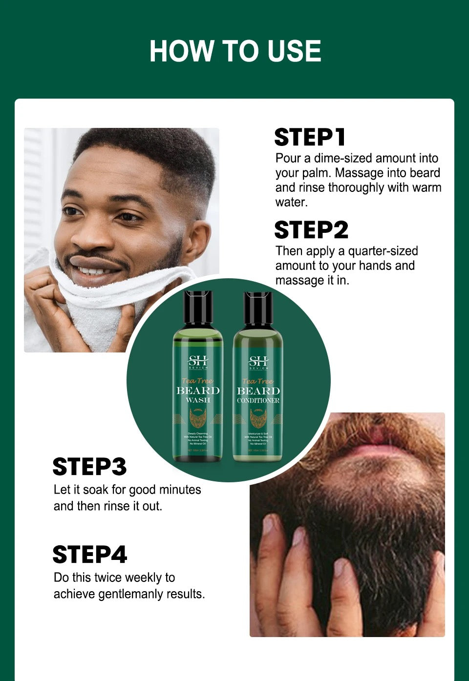 Men’s Tea Tree Beard Wash and Conditioner Set