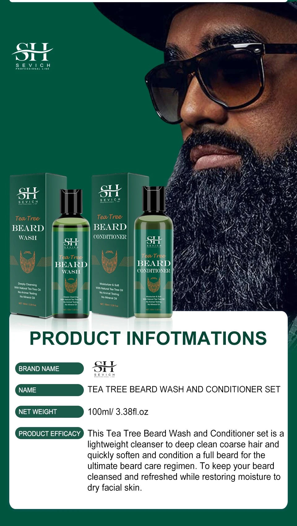 Men’s Tea Tree Beard Wash and Conditioner Set