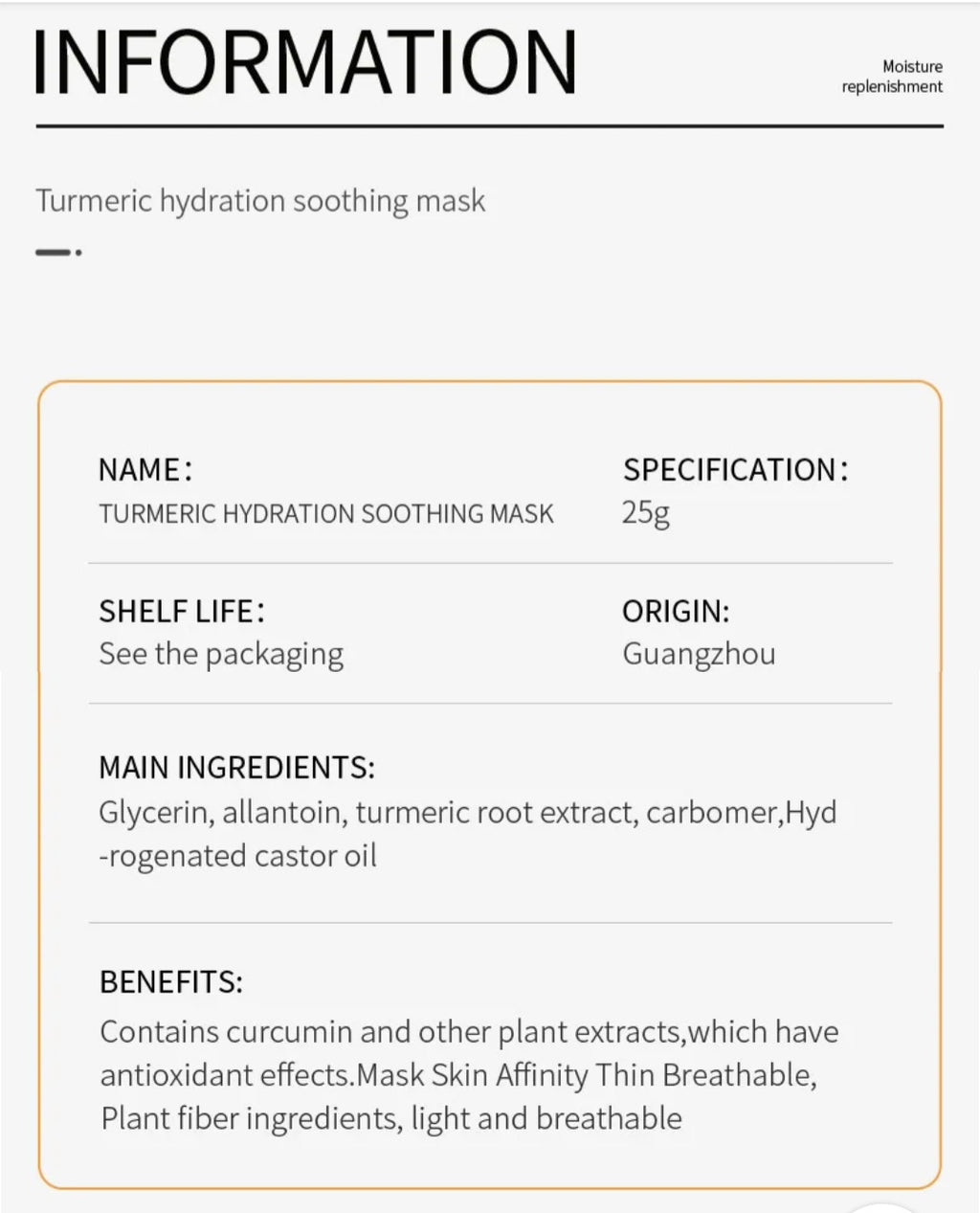 Turmeric Facial Sheet Mask