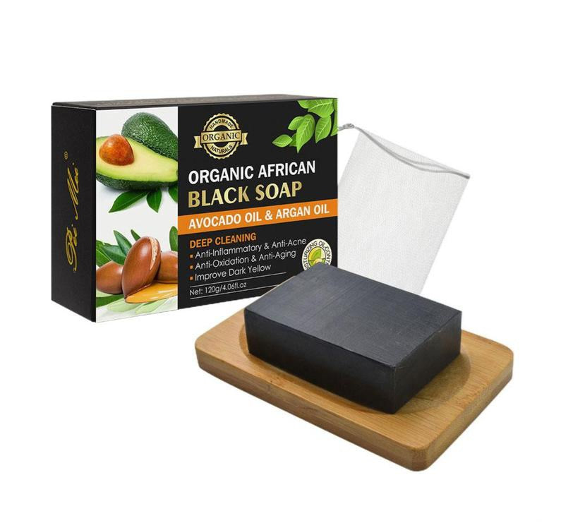 Organic African Black Soap with Avocado and Argan Oil