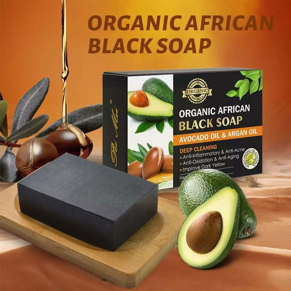 Organic African Black Soap with Avocado and Argan Oil